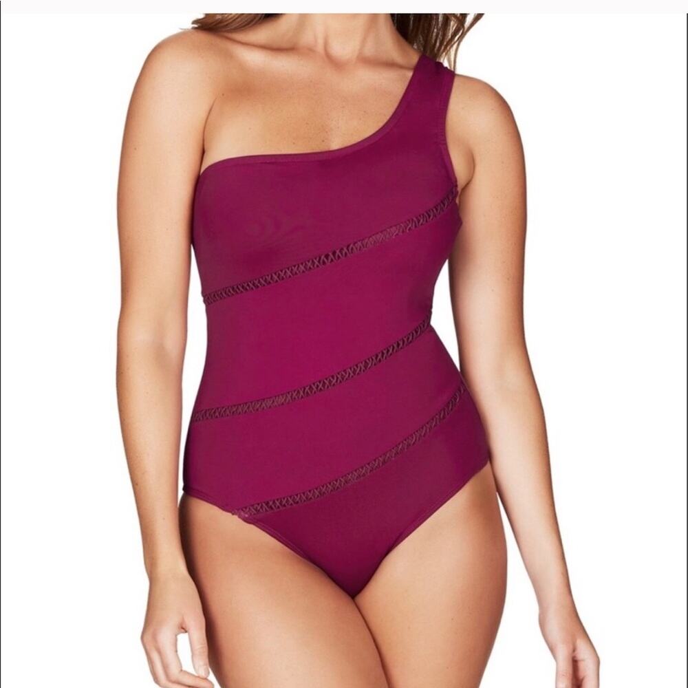 New Sea Level Magenta Pink One Shoulder One Piece Swimsuit Size 4